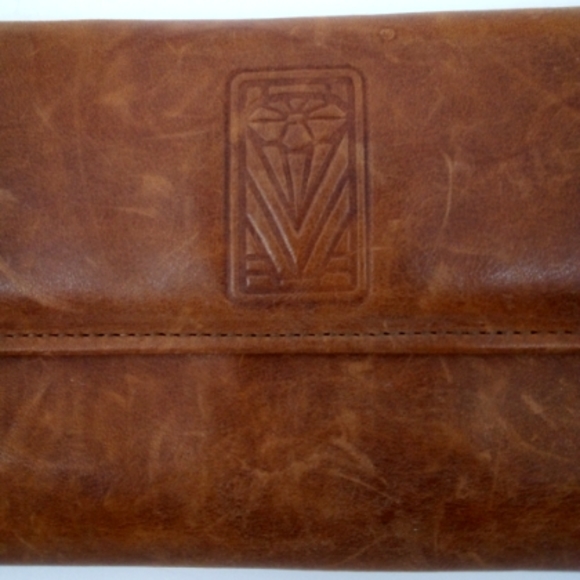 Vintage Amity Cowhide Leather Men's Trifold Wallet Billfold Brown 4 Snaps - Picture 5 of 16